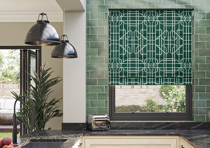 Bamboo Brights, Dark Green - Motorised Roman Blind - Image 3